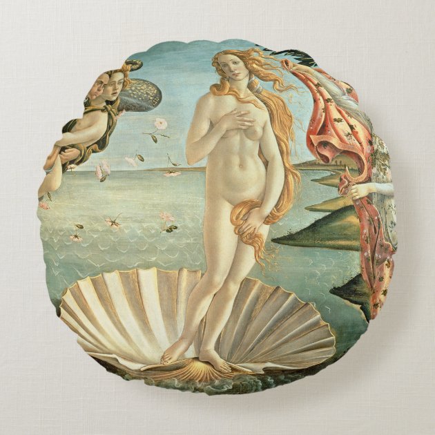 The Birth of Venus, c.1485 (tempera on canvas) Round Pillow