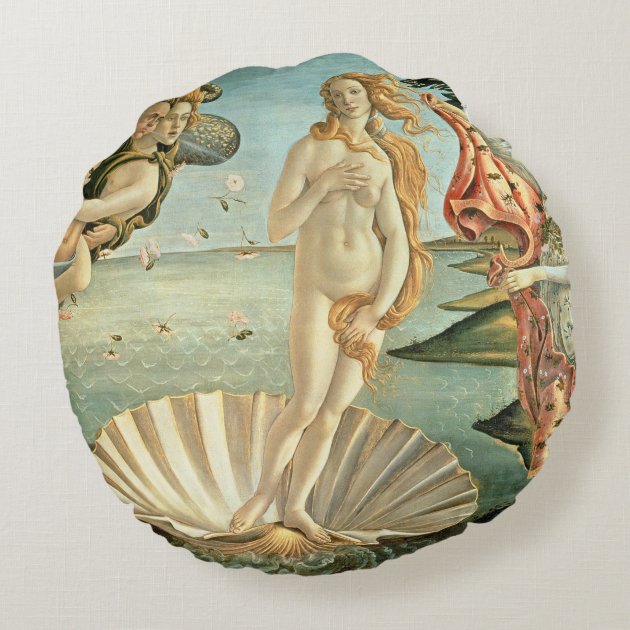 The Birth of Venus, c.1485 (tempera on canvas) Round Pillow