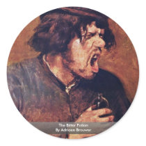 The Bitter Potion By Adriaen Brouwer Round Stickers