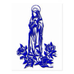 The Blessed Virgin Mary ( with blue roses ) Post Card