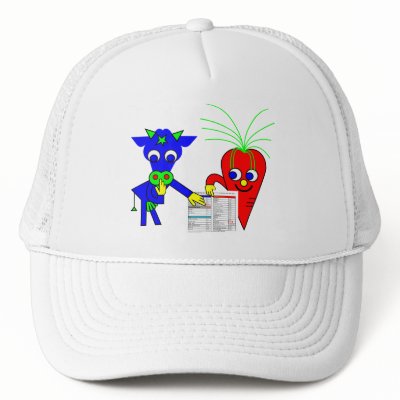 The Blue Cow and The Red Carrot Trucker Hats by lonvig