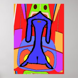 The Blue Dachshund Cubism Abstract print