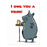 the boar has a beer at the bar - customizable postcard