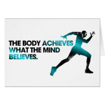 The BODY Achieves what the MIND Believes Cyan Greeting Cards