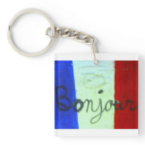 The Bonjour French Flag Keychain key chains