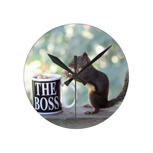 The Boss Squirrel Round Clock