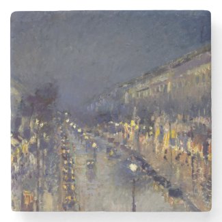 The Boulevard Montmartre at Night Stone Beverage Coaster