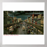 The Bowery, by Night, New York. Vintage. Poster