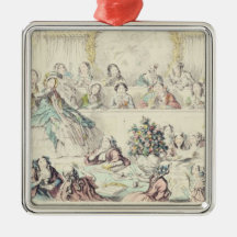 The Breach of Promise - cartoon hand coloured etch Christmas Ornaments
