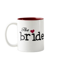 The Bride Black with Red Heart Coffee Mugs