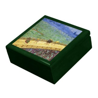 The Bridge in the Rain Vincent van Gogh fine art Keepsake Boxes