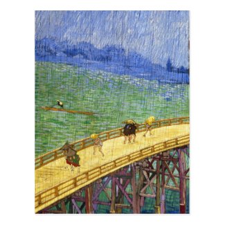 The Bridge in the Rain Vincent van Gogh fine art Post Card