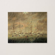 The British and American Fleets Engaged on Lake Bo Jigsaw Puzzle