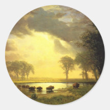 The Buffalo Trail,  Albert Bierstadt Round Stickers