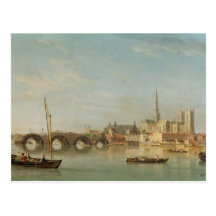 The Building of Westminster Bridge with an imagina Post Card