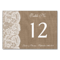 The Burlap & Lace Collection Table Number Cards Table Cards