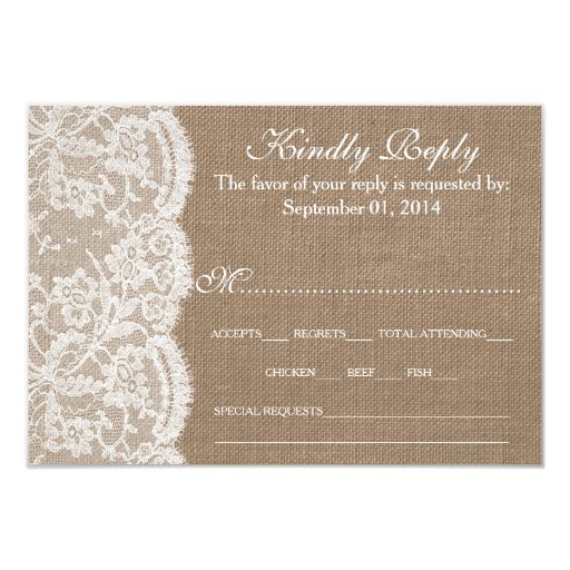 burlap wedding invitations with rsvp the burlap lace wedding collection rsvp cards zazzle burlap wedding invitations with rsvp the burlap lace wedding collection rsvp cards zazzle