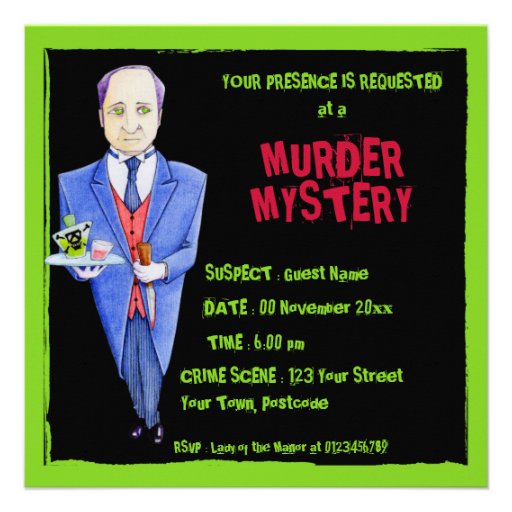 The Butler black Murder Mystery Invitation