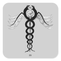 The Caduceus Square Stickers