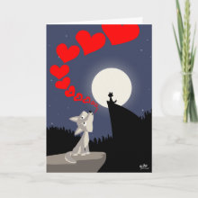 The Call of Love Card - Wolf sending out some love, under the Moon