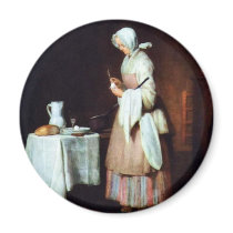 The Caring Maid By Chardin Jean-Baptiste Siméon (B Magnet