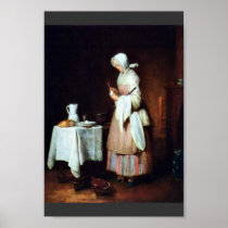 The Caring Maid By Chardin Jean-Baptiste Siméon (B Poster