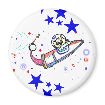 The Cat Flew to the Moon ! magnets