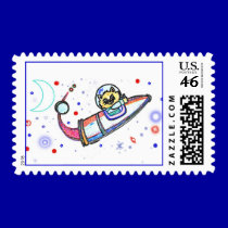 The Cat Flew to the Moon ! postage by 3DMOONMAN The Cat Flew to the Moon ! postage