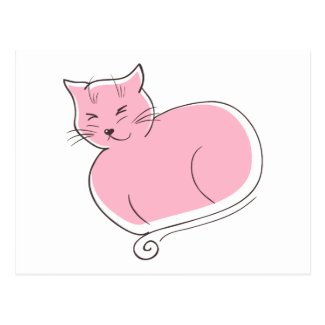 The Cat - Pink Post Card