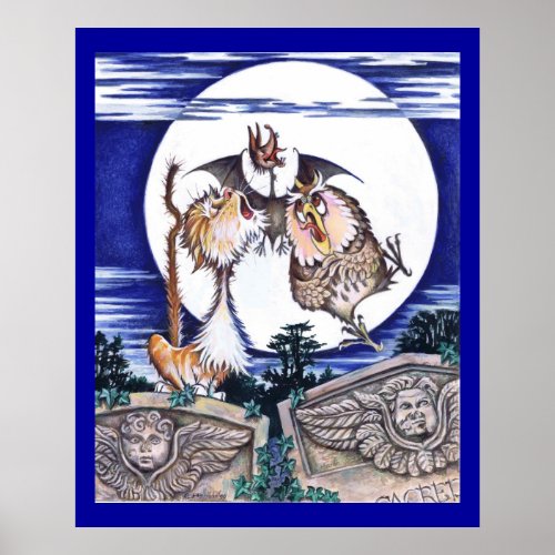 The Cat, the Bat and the Owl zazzle_print