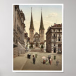 The cathedral, Lucerne, Switzerland vintage Photoc Posters