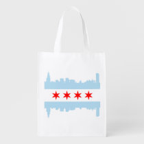 The Chicago Flag Skyline Grocery Bags at Zazzle