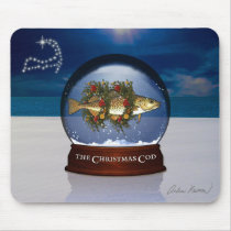 The Christmas Cod Snow Globe Mousepad mousepads