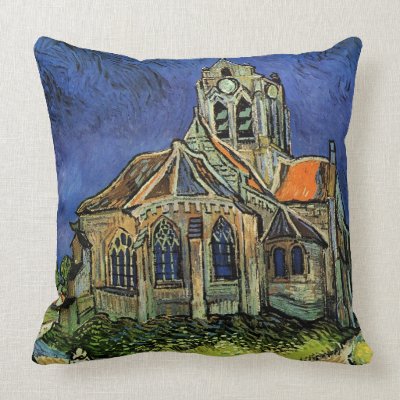 The Church at Auvers by Vincent van Gogh Throw Pillows Mojo_throwpillow