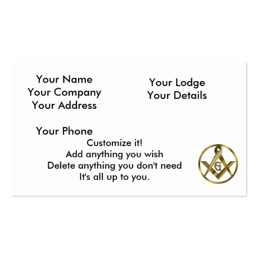 The Circle of Masons Business Card Templates (front side)