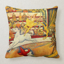 The Circus by Seurat, Vintage Pointillism Fine Art Pillow