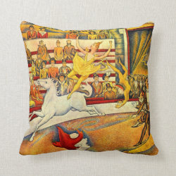 The Circus by Seurat, Vintage Pointillism Fine Art Pillow