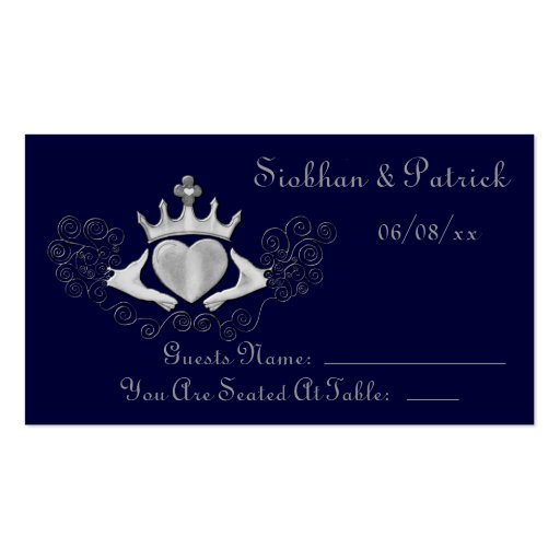 The Claddagh Placement Cards (Silver) (Wedding) Business Cards (front side)