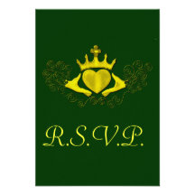 The Claddagh R.S.V.P card (Gold) Custom Announcement