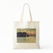 The Cliff, Etretat, Sunset by Claude Monet Canvas Bag