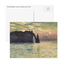 The Cliff, Etretat, Sunset by Claude Monet Post Card