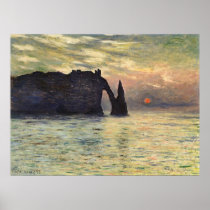 The Cliff, Etretat, Sunset by Claude Monet Posters