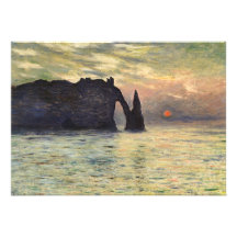 The Cliff, Etretat, Sunset by Monet, Vintage Art Personalized Invites