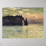 The Cliff, Etretat, Sunset by Monet, Vintage Art Posters