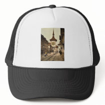 The clock tower, Berne, Town, Switzerland vintage Mesh Hat