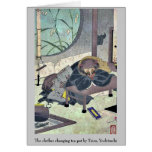 The clothes changing tea pot by Taiso, Yoshitoshi Greeting Cards
