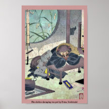 The clothes changing tea pot by Taiso, Yoshitoshi Posters