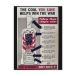 The Coal You Save Helps Win The War postcards