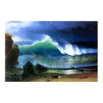 The coast of the Turquoise sea by Bierstadt posters