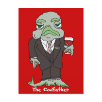 The Codfather Cartoon Fish Custom Postcard by zooogle The Codfather Cartoon Fish Custom Postcard